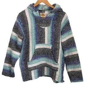 EARTH RAGZ Baja Joe Mexican hoodie size SMALL boho beach surfing Mexican hoodie